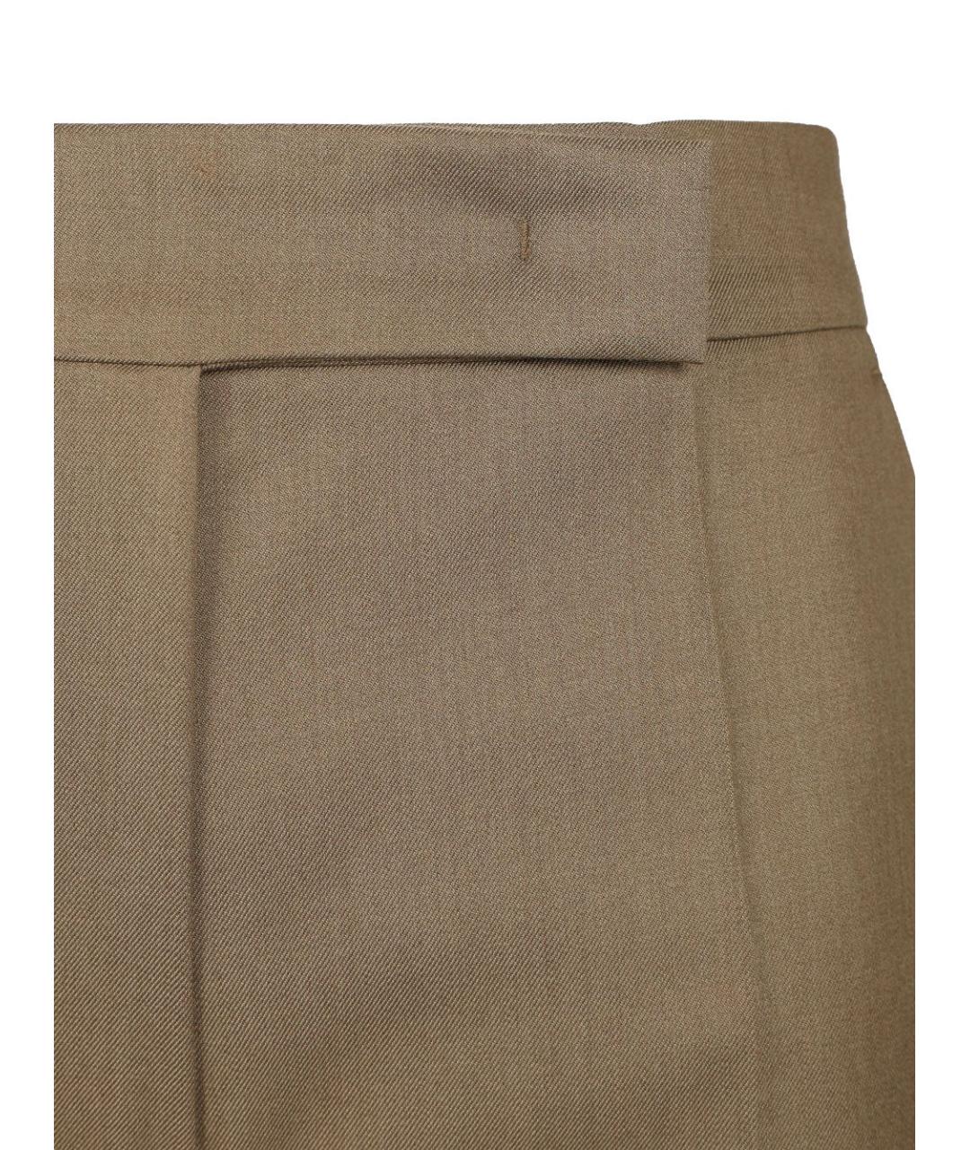 MAX MARA Бежевые шерстяные прямые брюки, фото 4