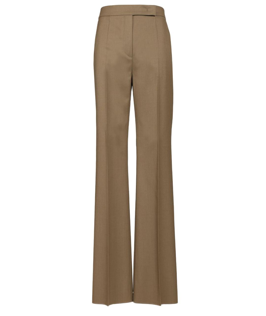 MAX MARA Бежевые шерстяные прямые брюки, фото 1