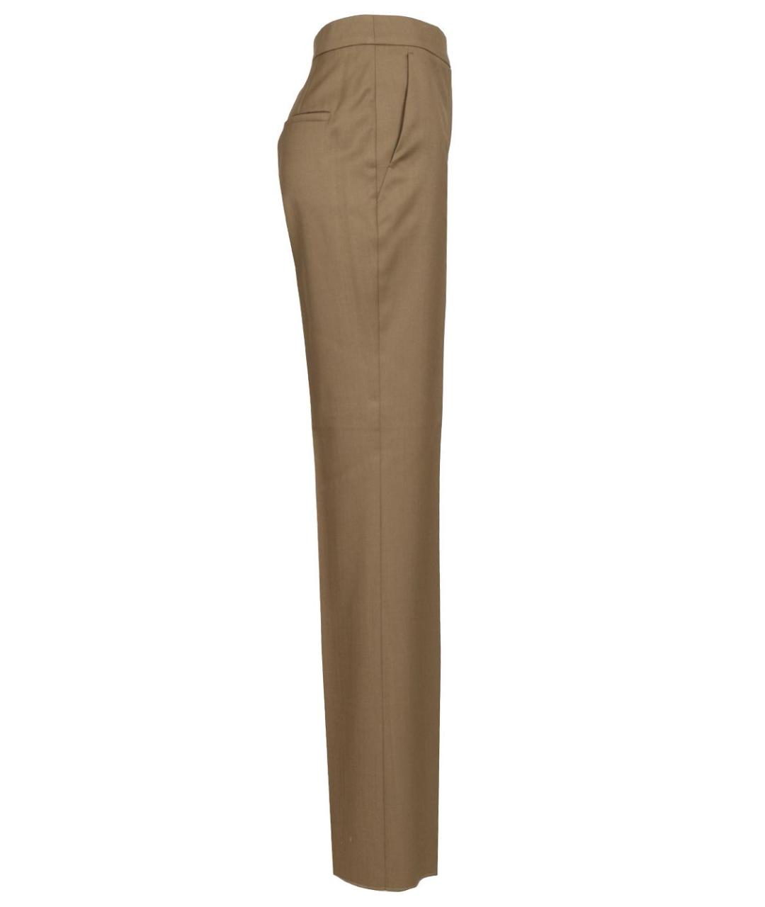 MAX MARA Бежевые шерстяные прямые брюки, фото 3