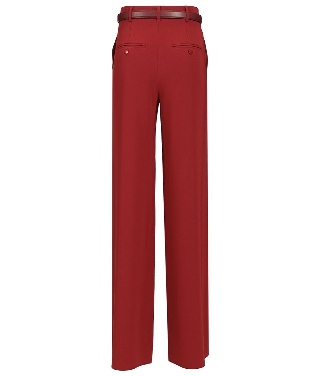 MAX MARA STUDIO Бордовые полиэстеровые прямые брюки, фото 2