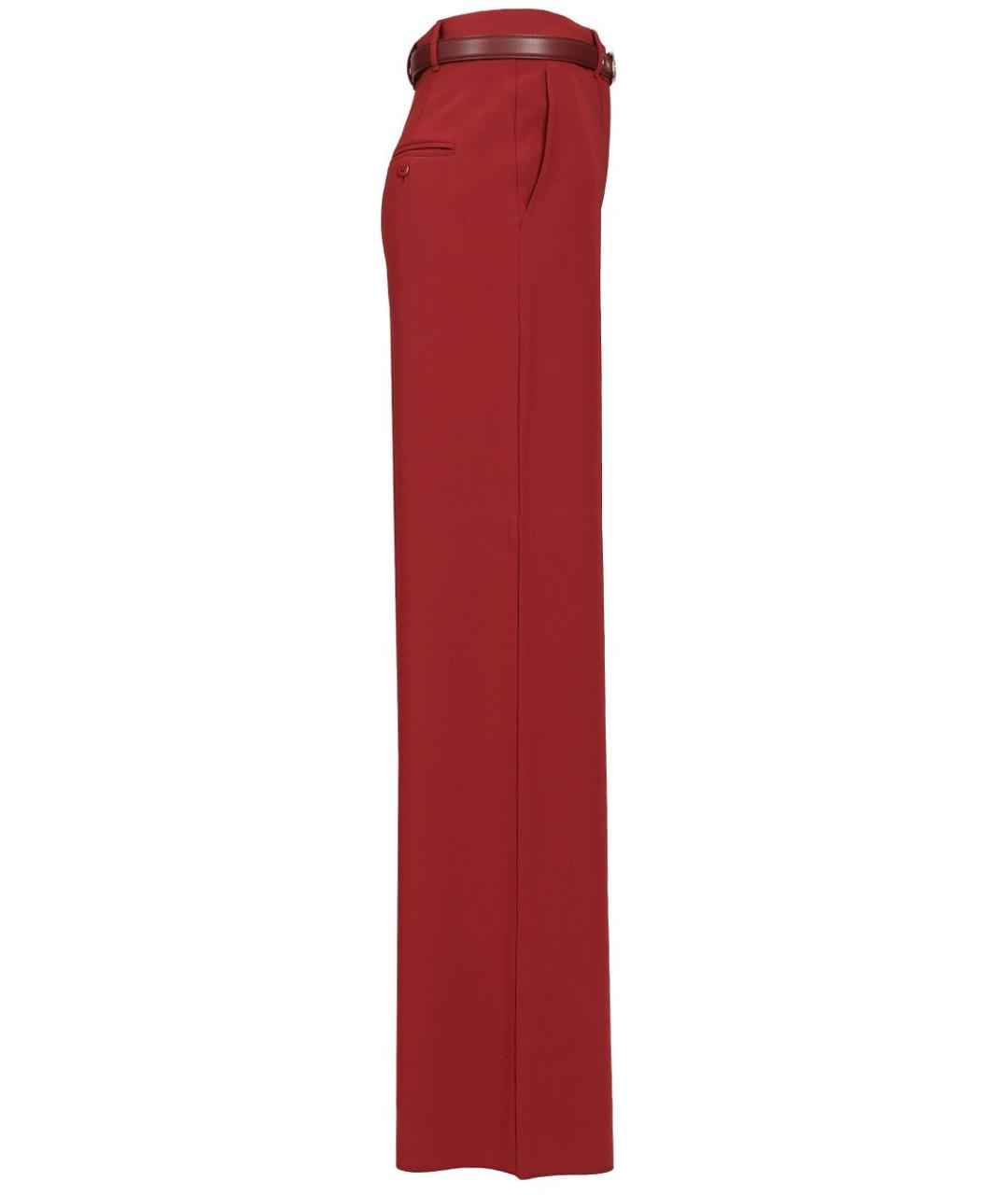 MAX MARA STUDIO Бордовые полиэстеровые прямые брюки, фото 3