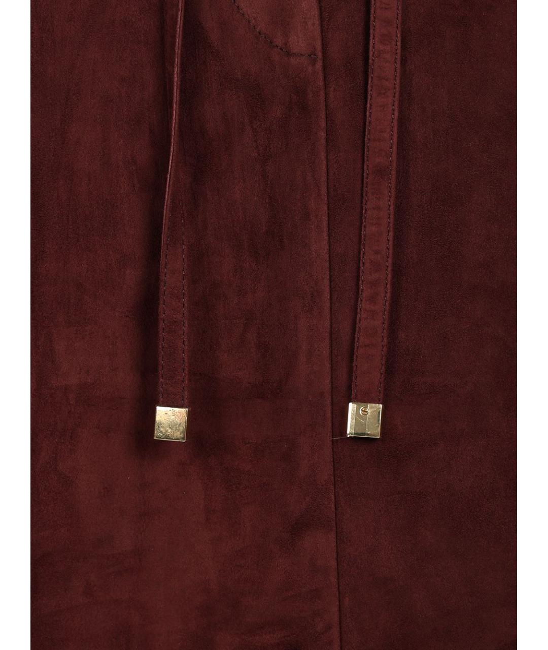 'S MAX MARA Бордовая кожаная юбка миди, фото 4
