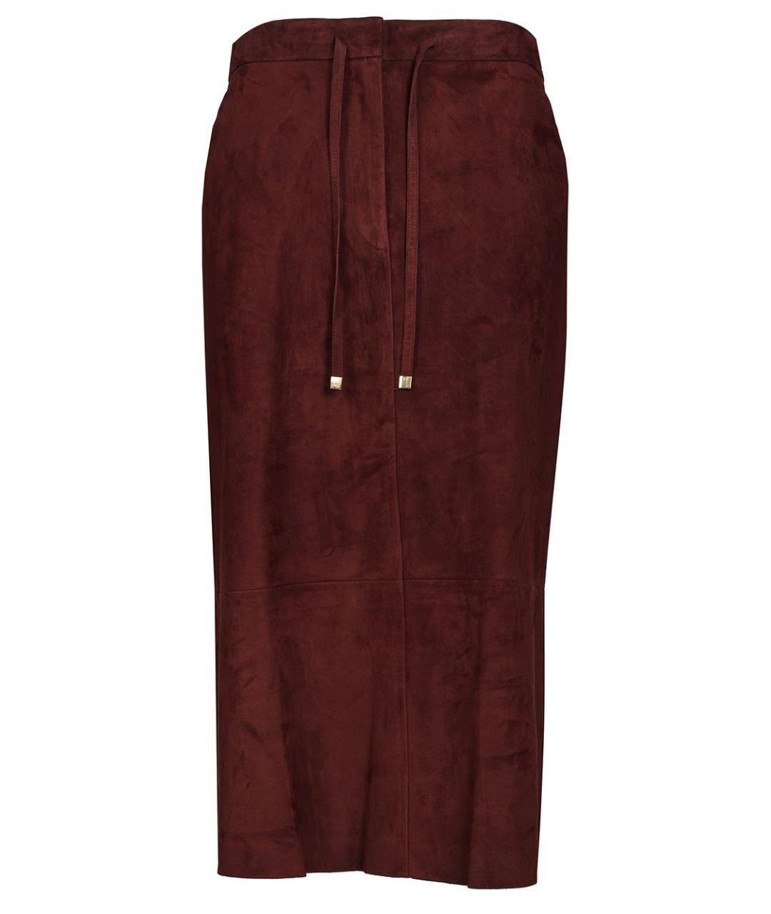'S MAX MARA Бордовая кожаная юбка миди, фото 1