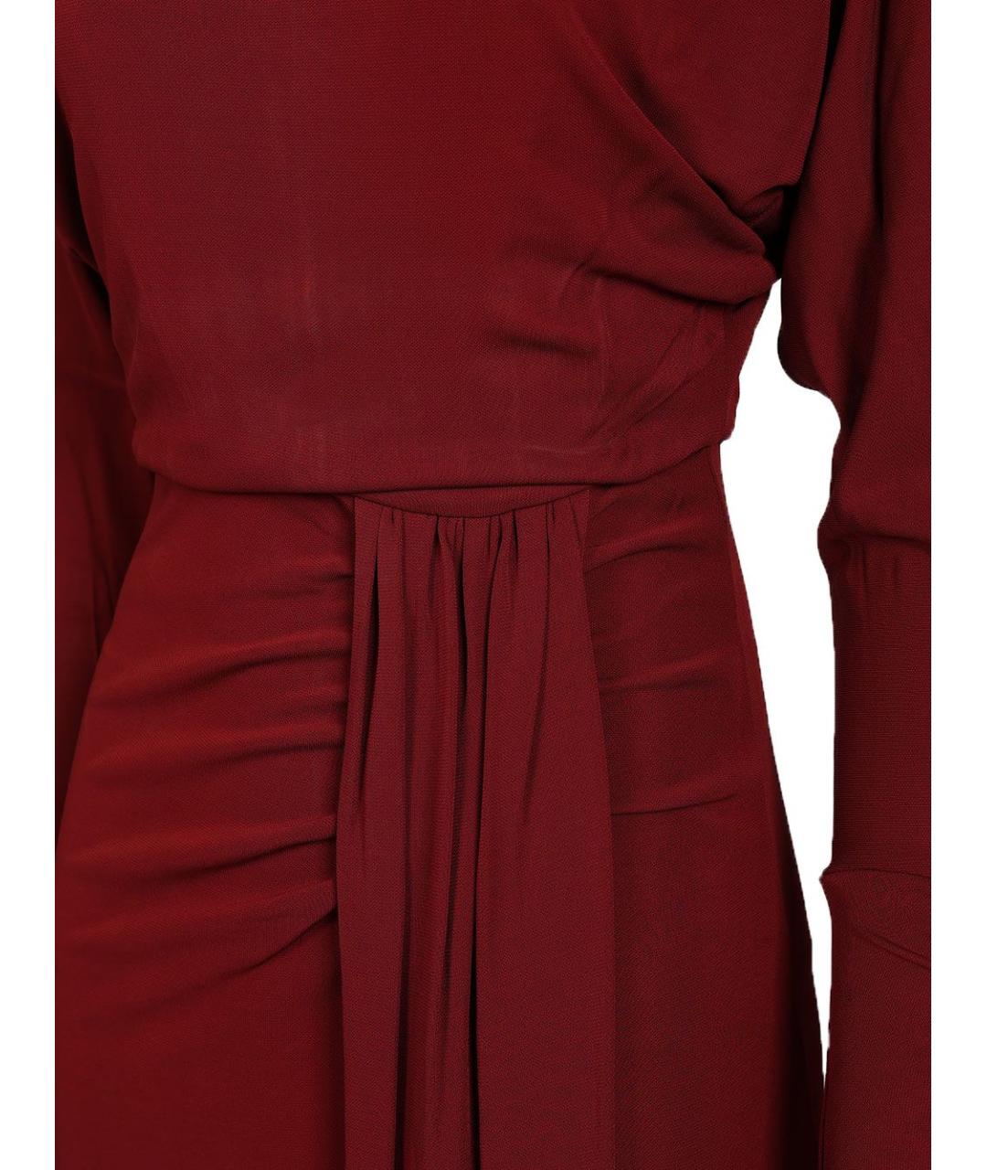 MAX MARA STUDIO Бордовое вискозное коктейльное платье, фото 5