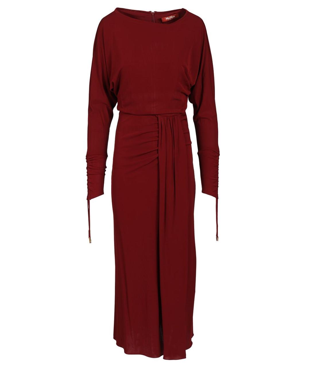 MAX MARA STUDIO Бордовое вискозное коктейльное платье, фото 1