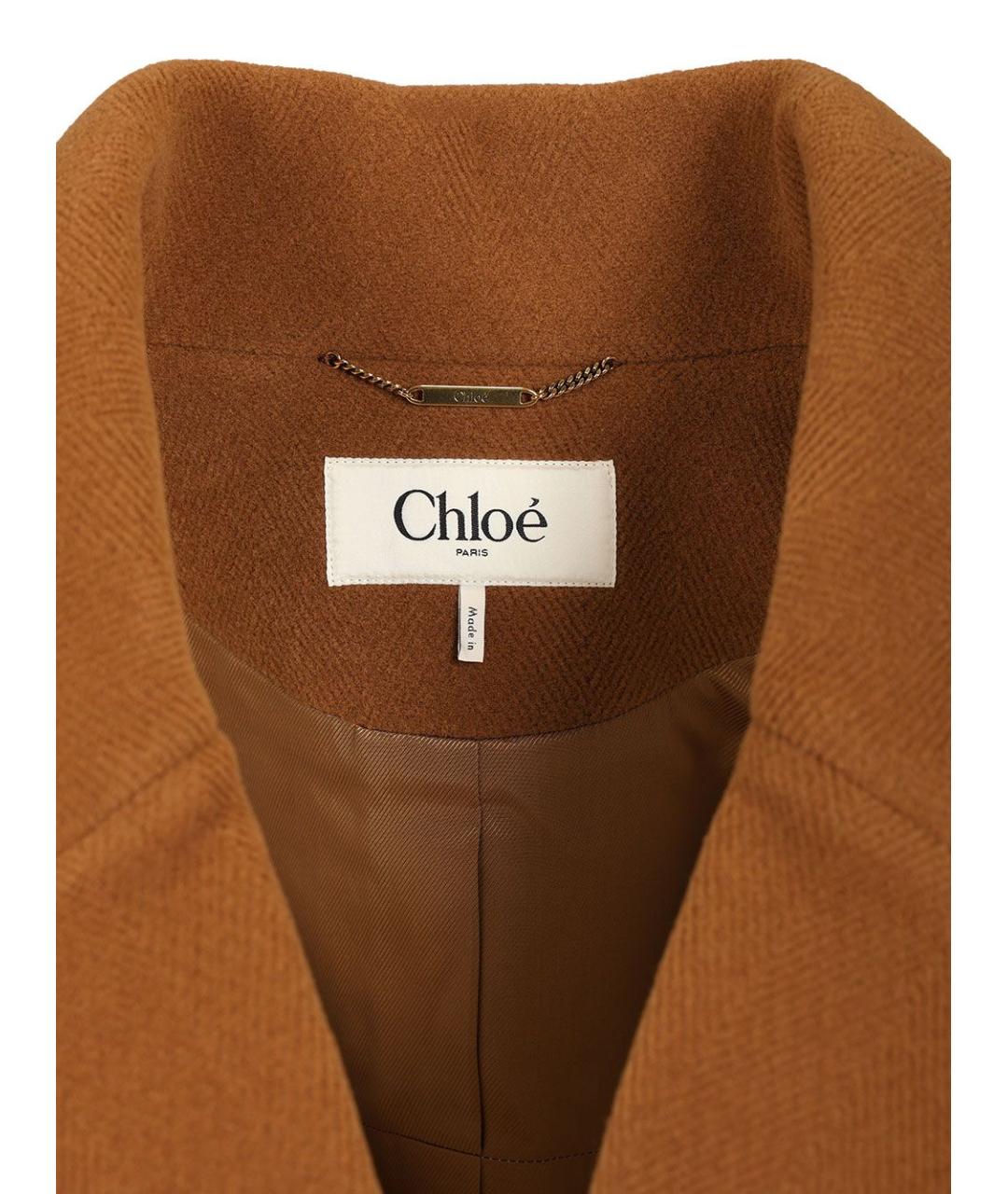CHLOE Коричневое шерстяное пальто, фото 4