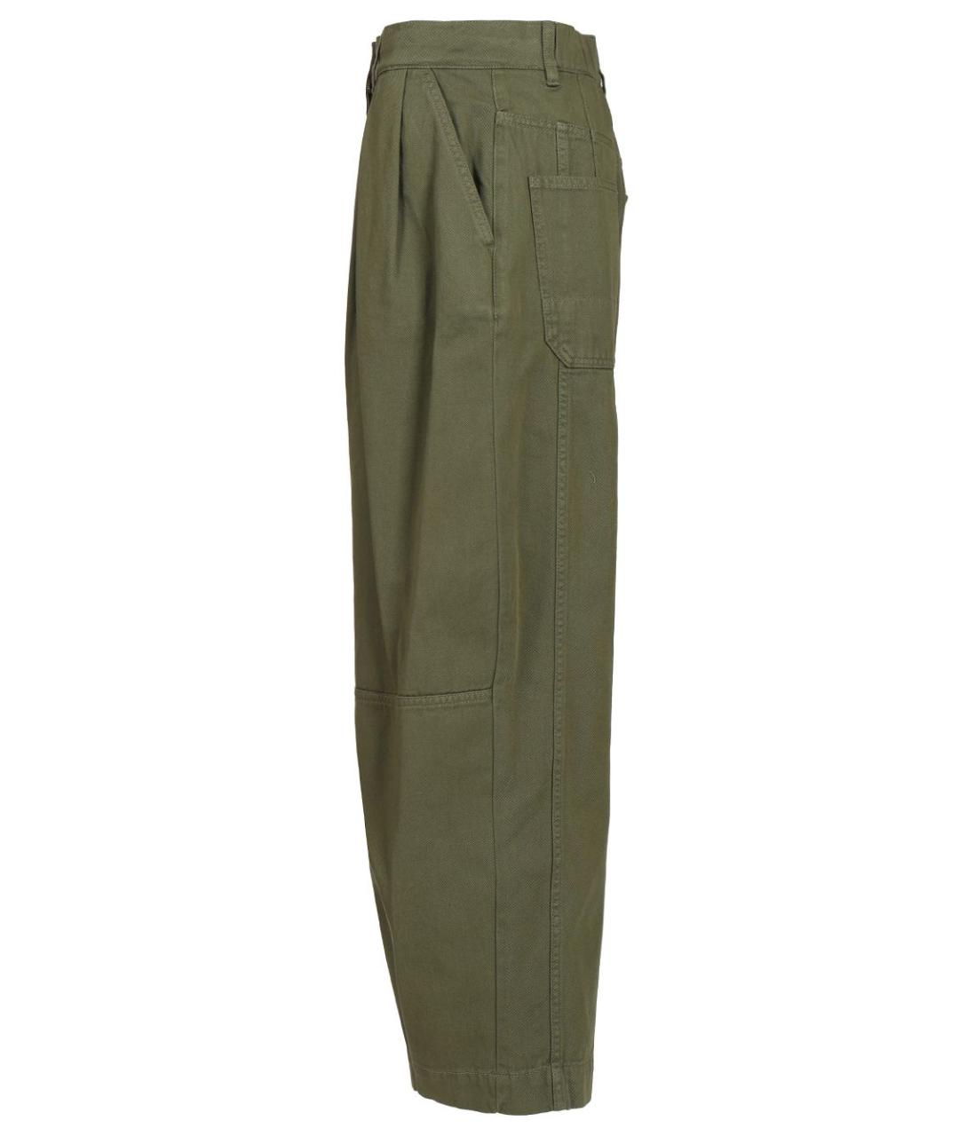 WEEKEND MAX MARA Зеленые хлопковые прямые брюки, фото 3