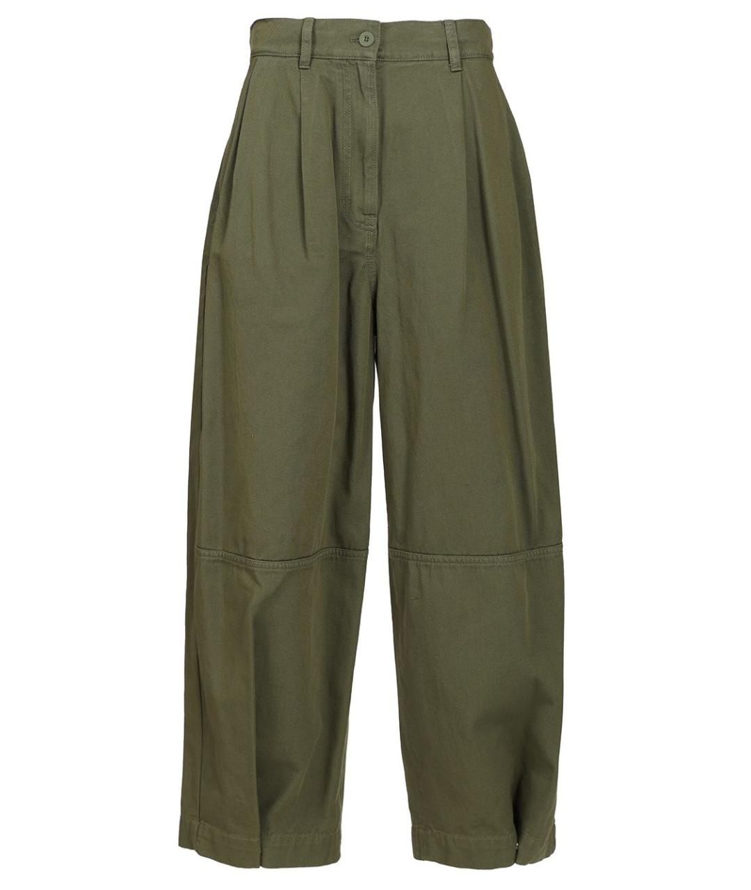 WEEKEND MAX MARA Зеленые хлопковые прямые брюки, фото 1