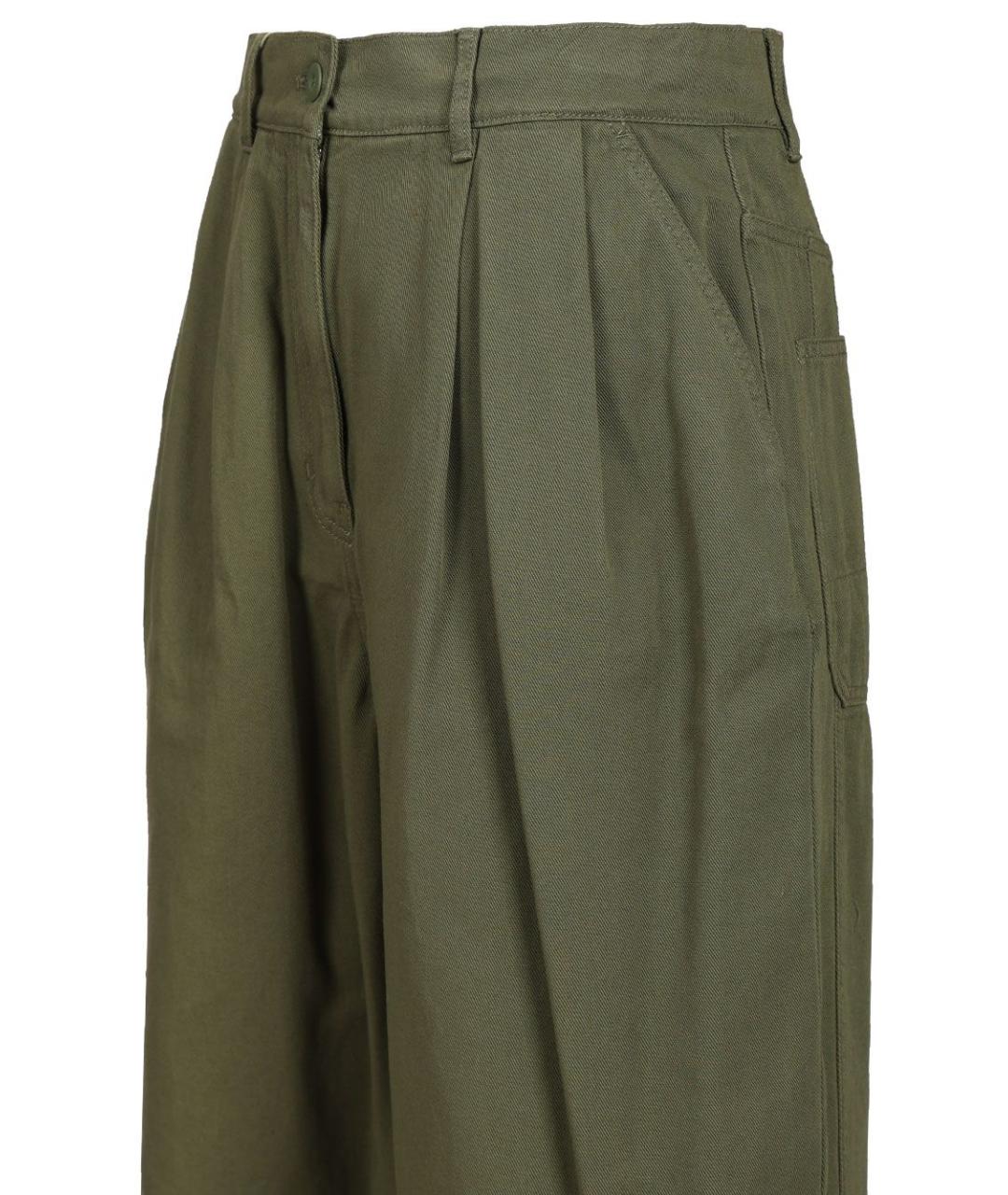 WEEKEND MAX MARA Зеленые хлопковые прямые брюки, фото 5