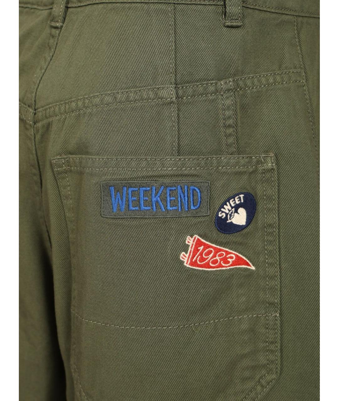 WEEKEND MAX MARA Зеленые хлопковые прямые брюки, фото 7