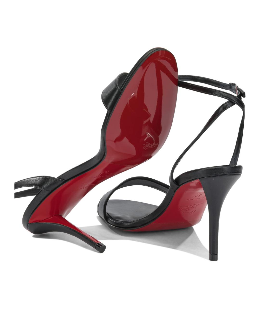 CHRISTIAN LOUBOUTIN Черные кожаные босоножки, фото 5