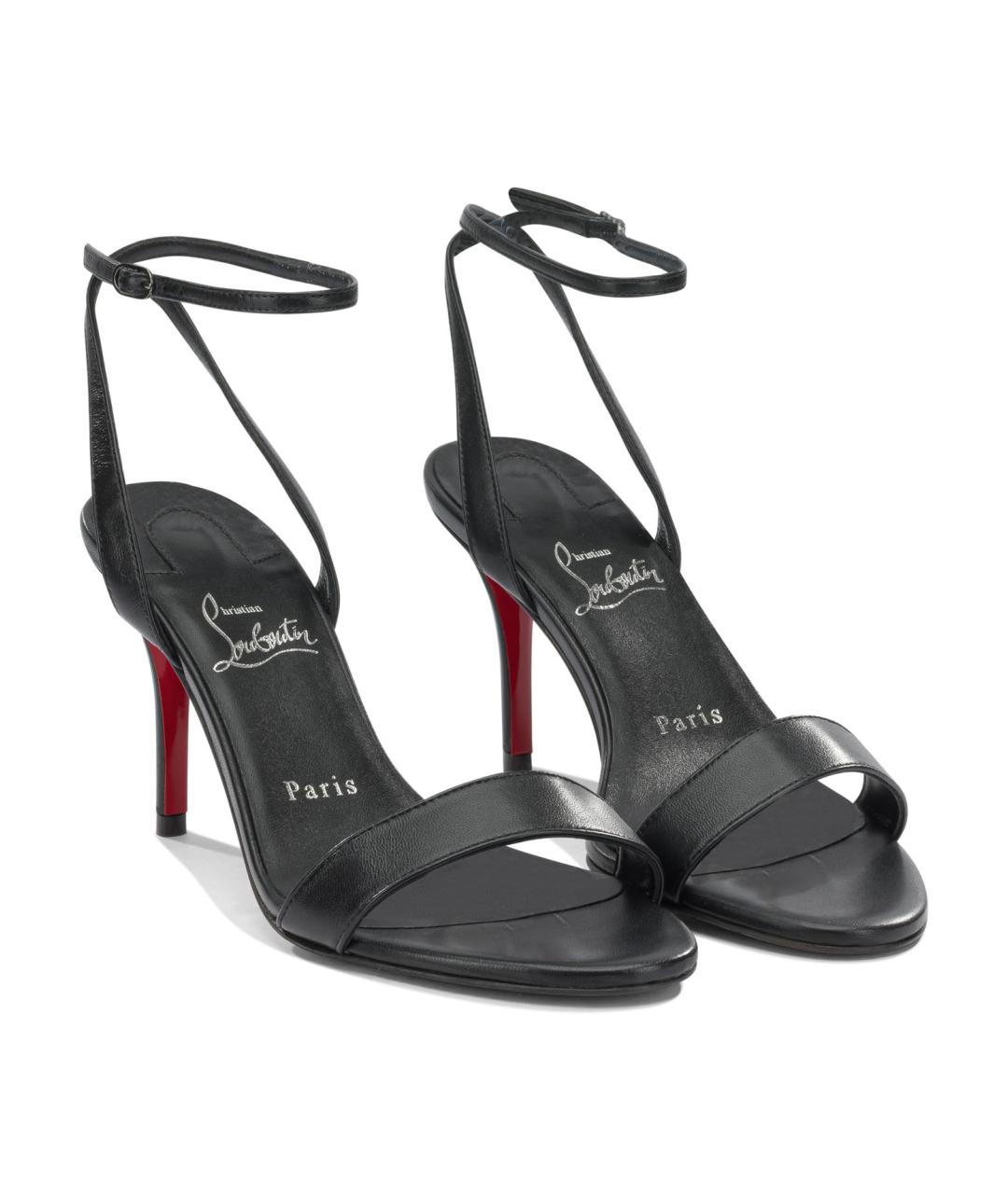 CHRISTIAN LOUBOUTIN Черные кожаные босоножки, фото 2