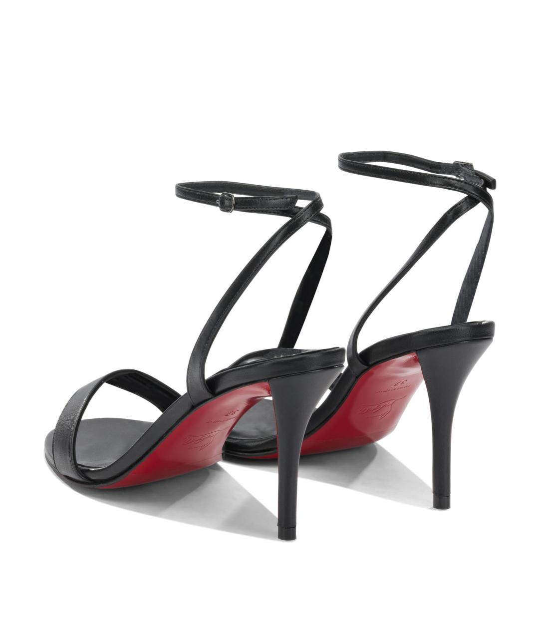 CHRISTIAN LOUBOUTIN Черные кожаные босоножки, фото 4