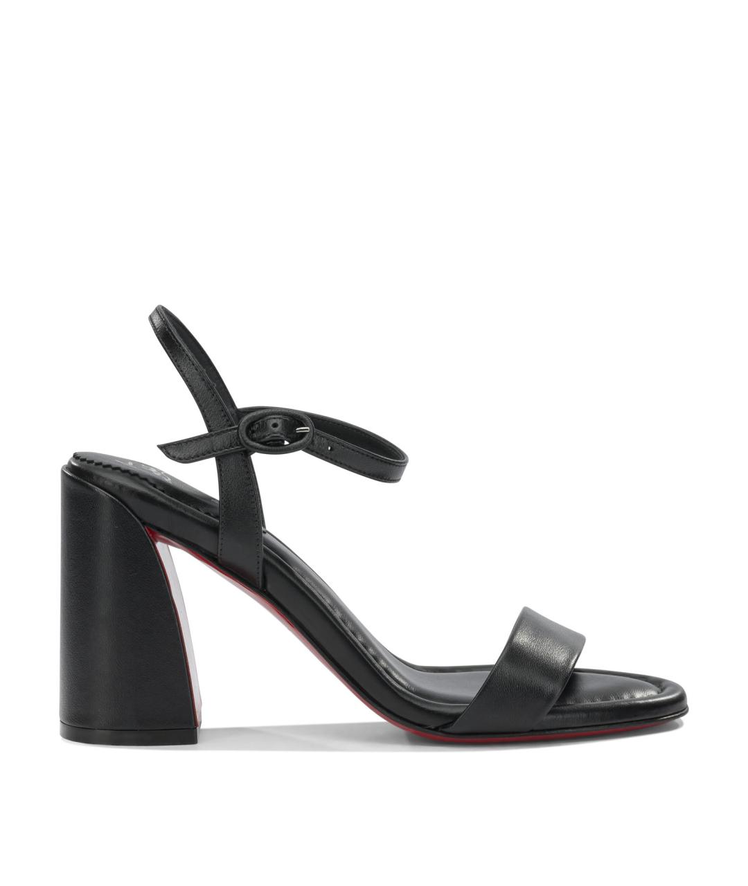 CHRISTIAN LOUBOUTIN Черные кожаные босоножки, фото 1