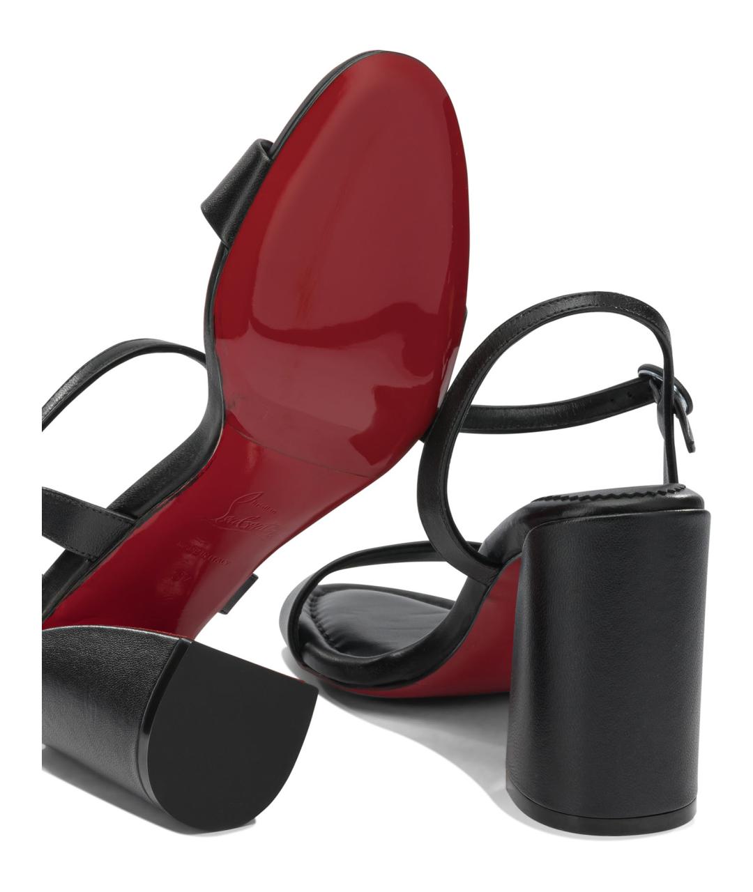 CHRISTIAN LOUBOUTIN Черные кожаные босоножки, фото 5