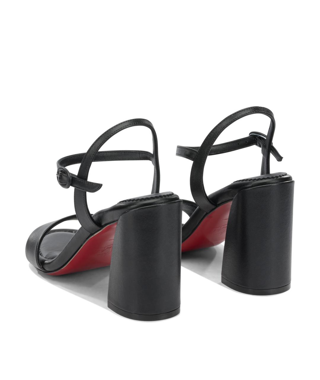 CHRISTIAN LOUBOUTIN Черные кожаные босоножки, фото 4
