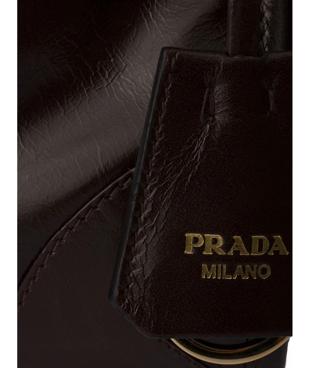 PRADA Коричневая кожаная сумка тоут, фото 6