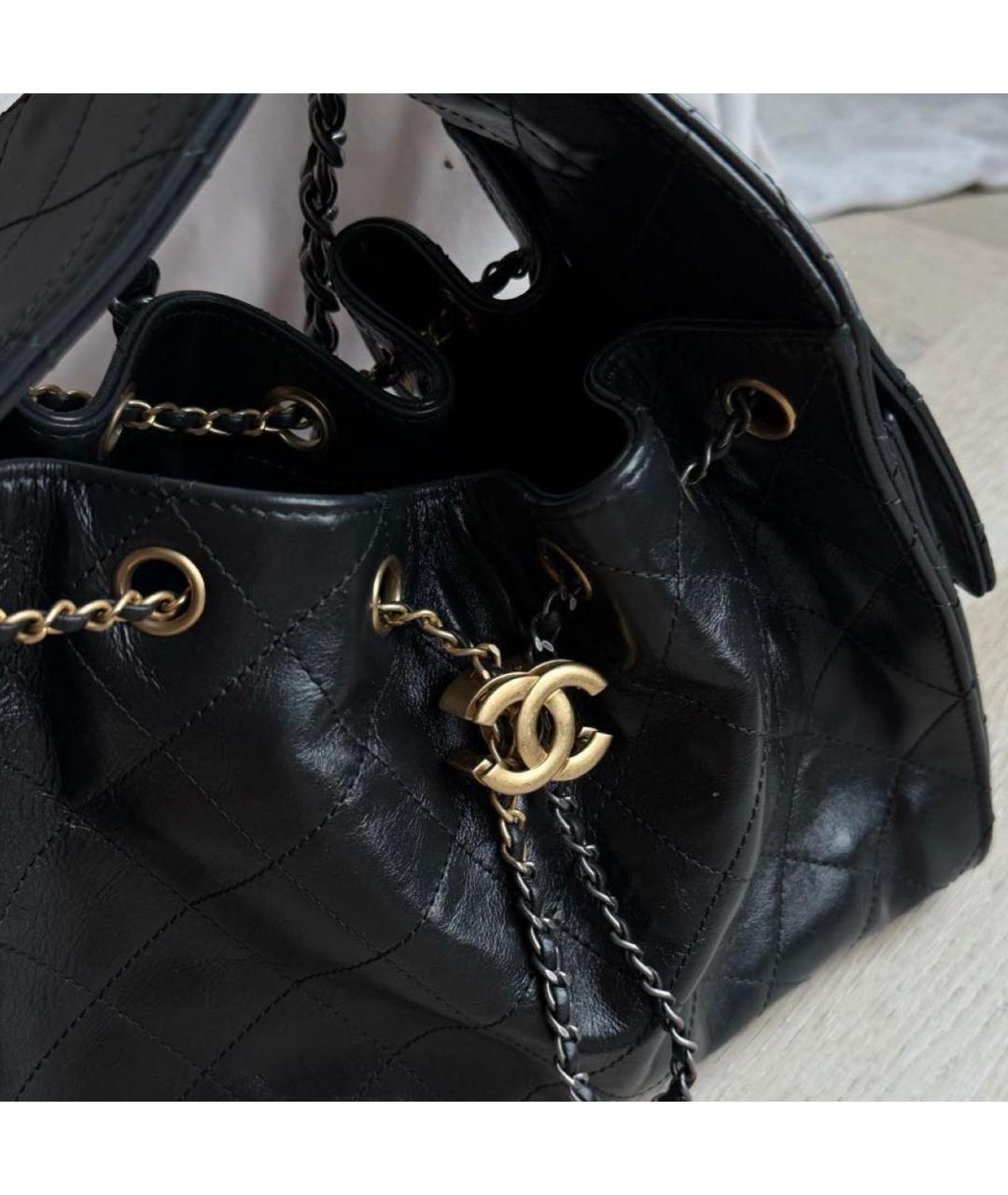 CHANEL Черная кожаная сумка тоут, фото 5