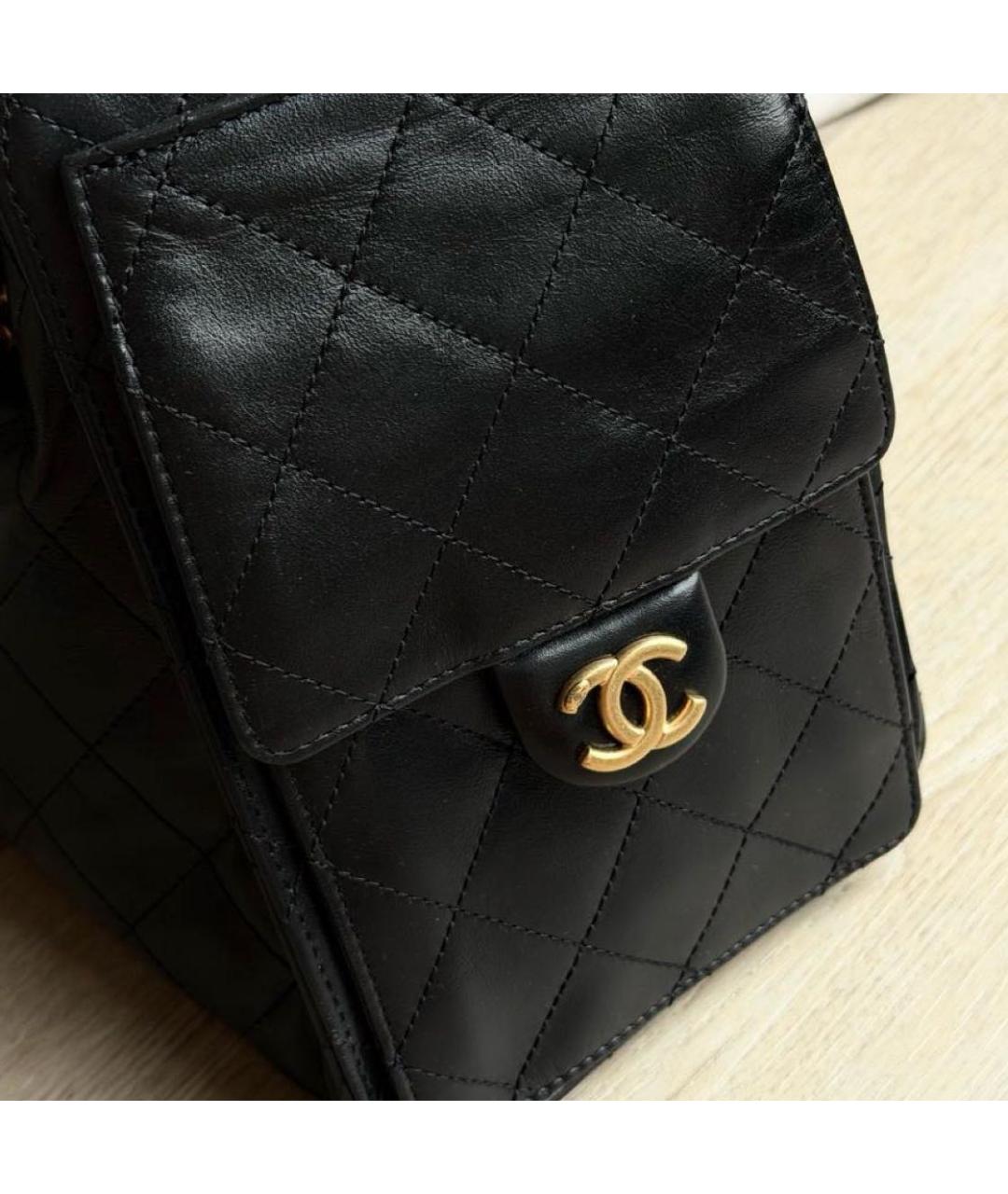 CHANEL Черная кожаная сумка тоут, фото 4