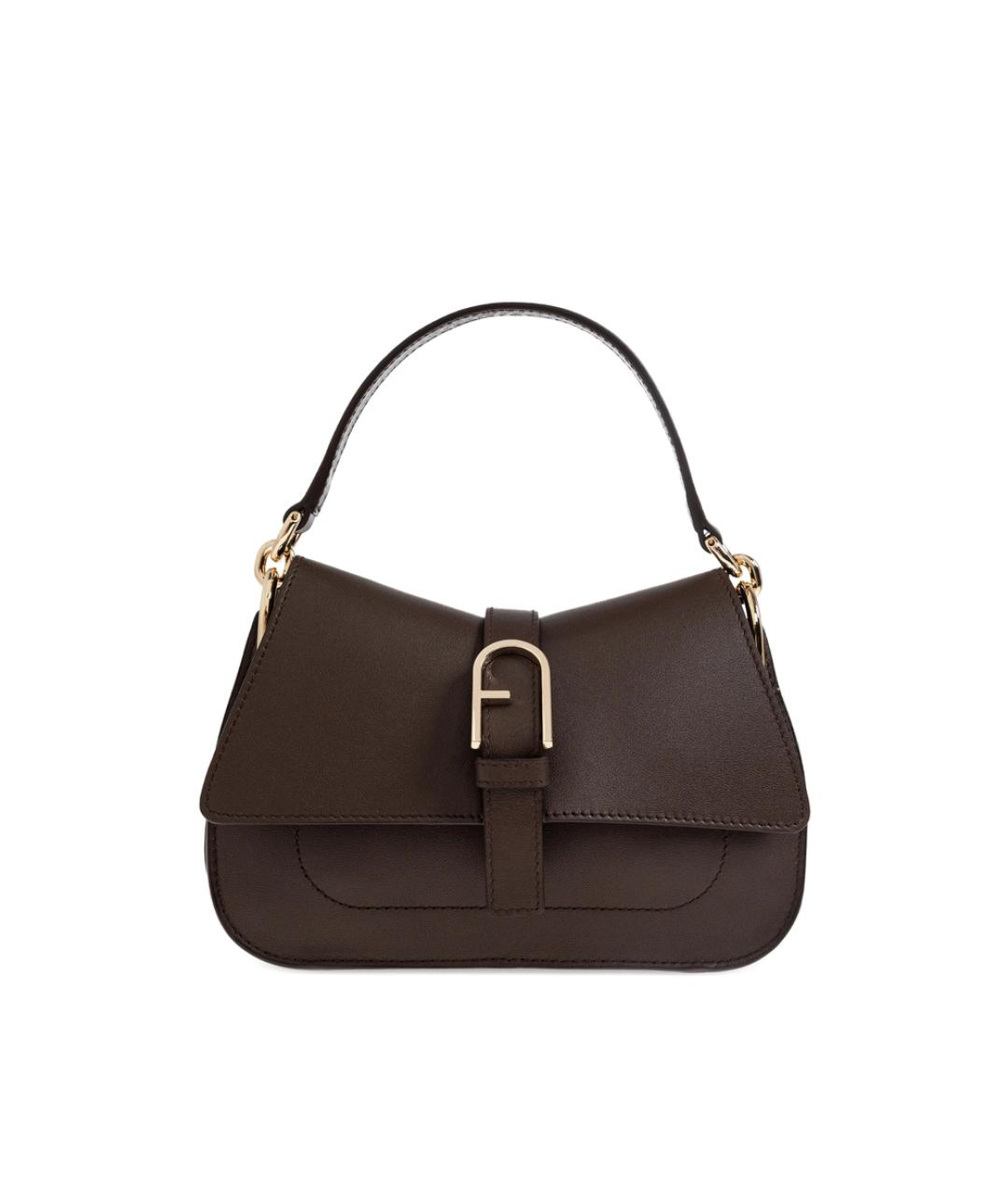 FURLA Коричневая кожаная сумка с короткими ручками, фото 1