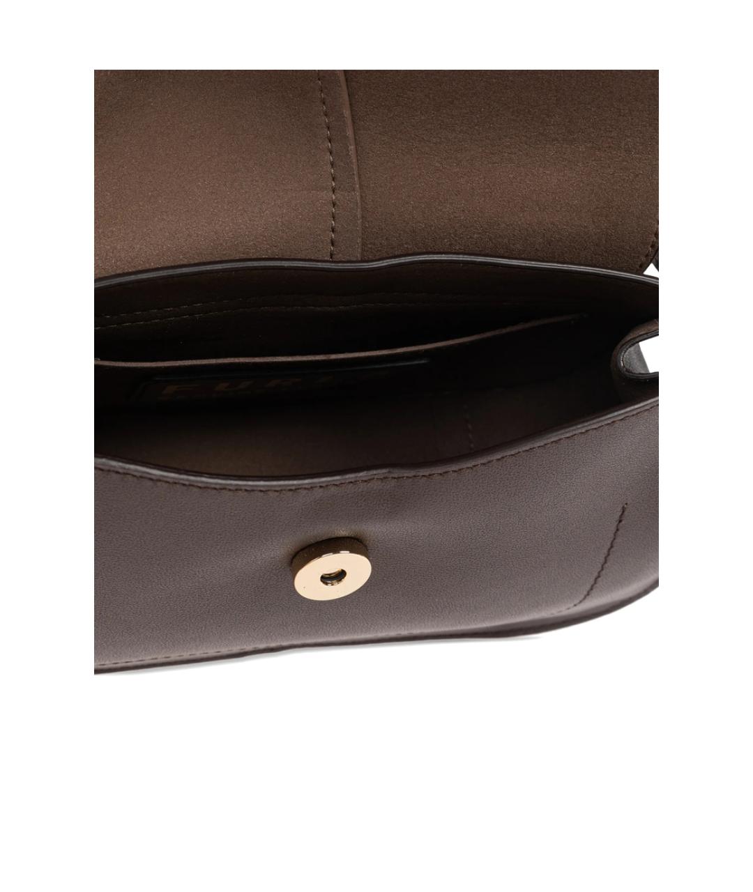 FURLA Коричневая кожаная сумка с короткими ручками, фото 5