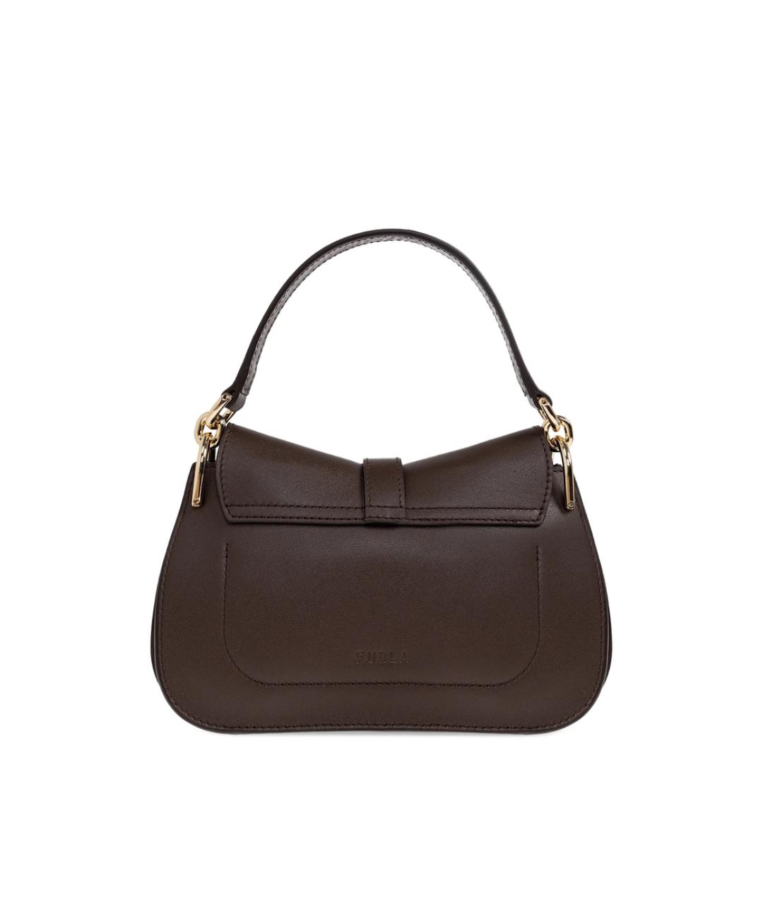 FURLA Коричневая кожаная сумка с короткими ручками, фото 3