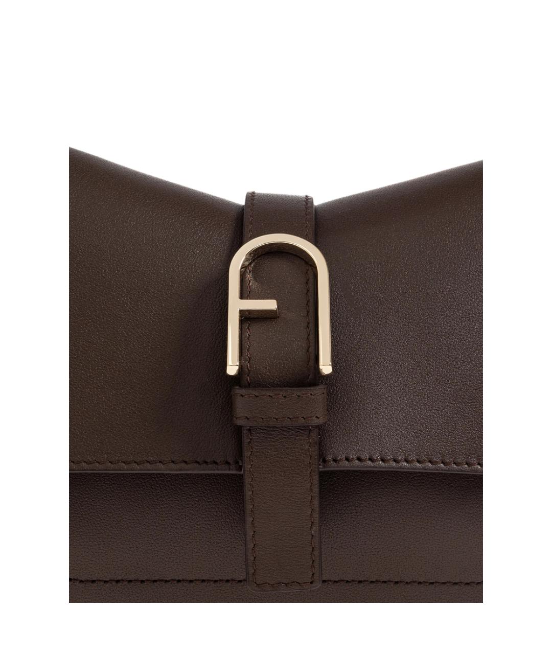 FURLA Коричневая кожаная сумка с короткими ручками, фото 4