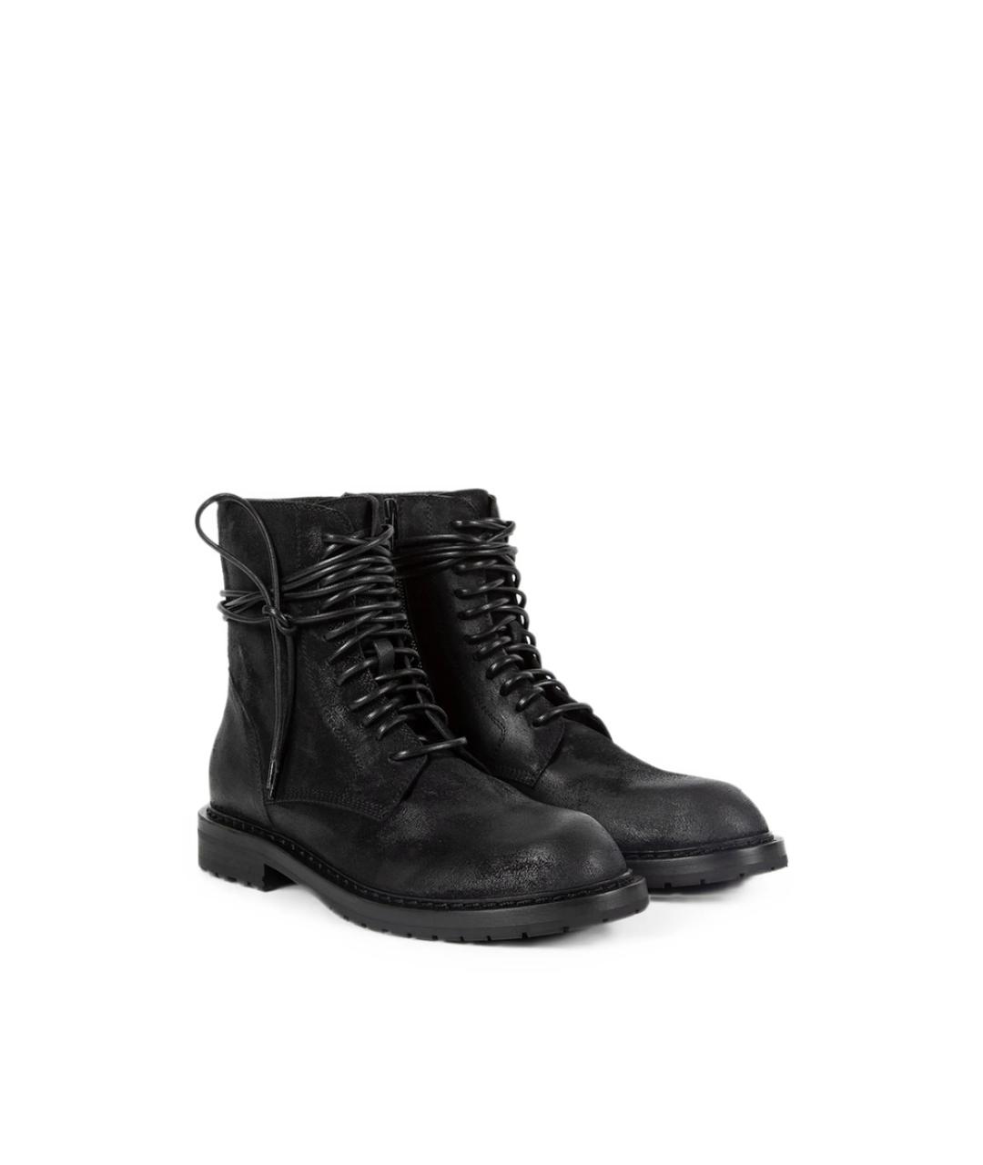 ANN DEMEULEMEESTER Черные кожаные высокие ботинки, фото 3