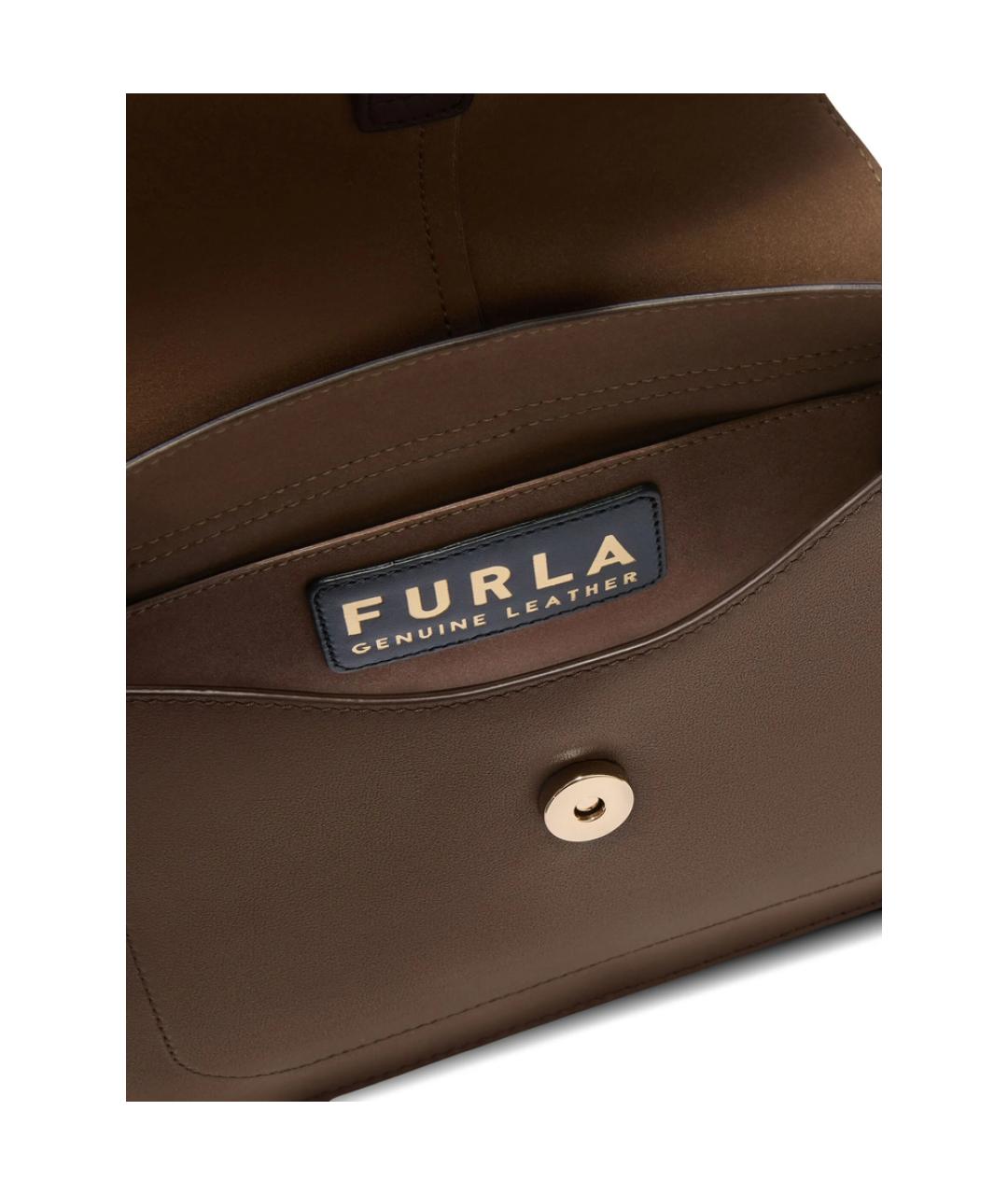 FURLA Коричневая кожаная сумка через плечо, фото 5