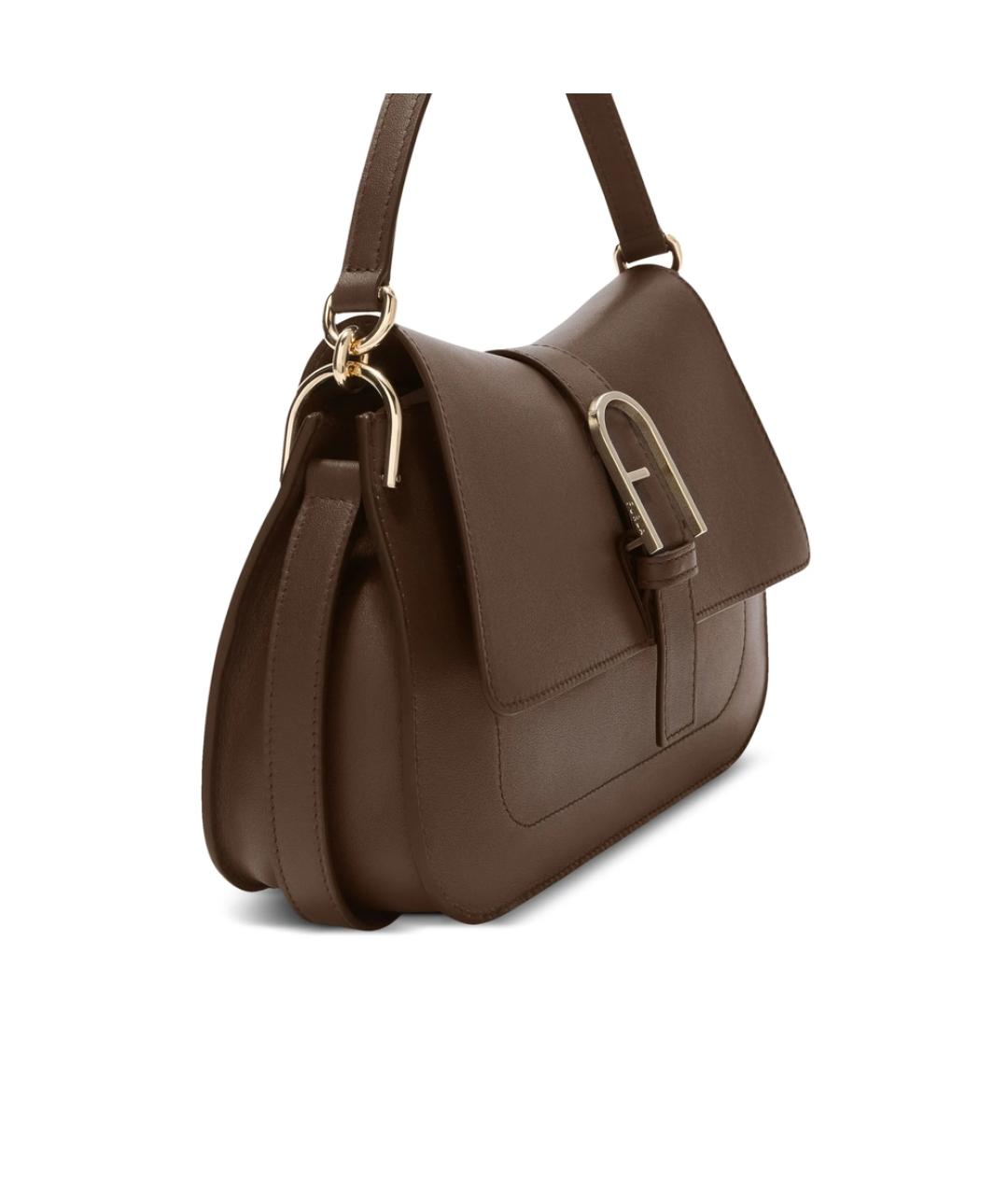 FURLA Коричневая кожаная сумка через плечо, фото 4