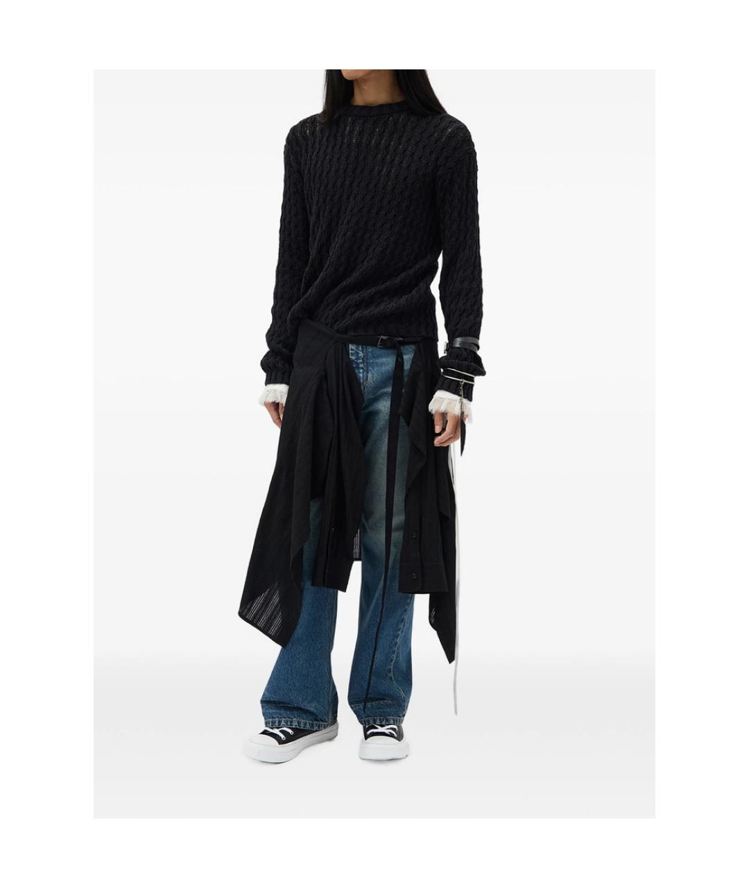 ANN DEMEULEMEESTER Черный хлопковый джемпер / свитер, фото 5