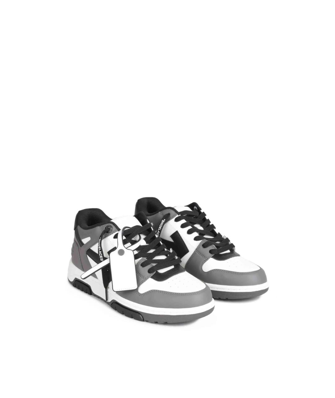 OFF-WHITE Серые кожаные низкие кроссовки / кеды, фото 2
