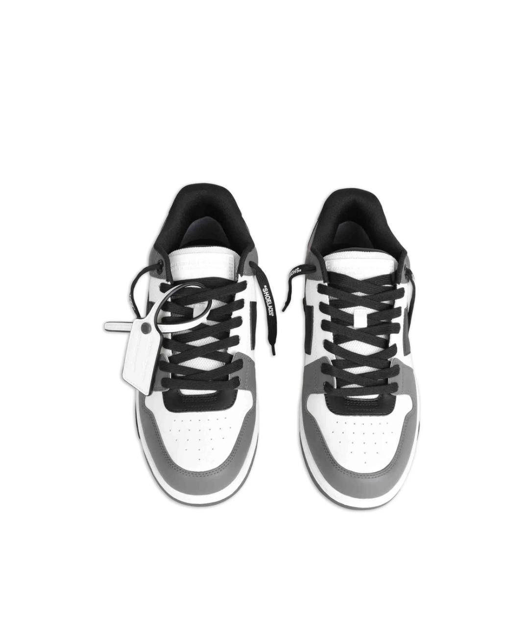 OFF-WHITE Серые кожаные низкие кроссовки / кеды, фото 3