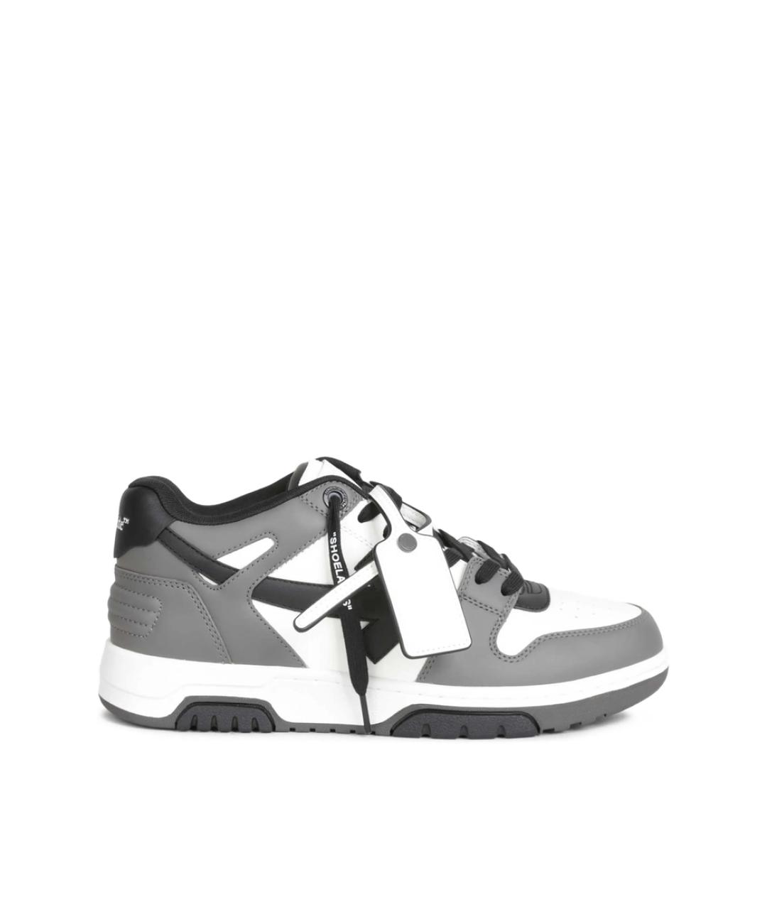 OFF-WHITE Серые кожаные низкие кроссовки / кеды, фото 1