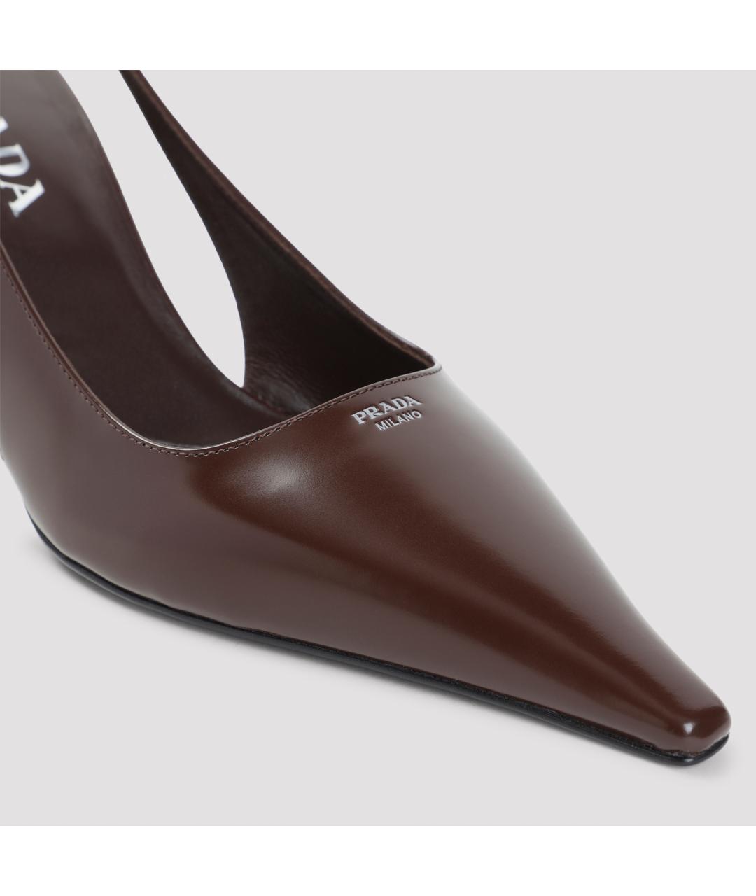 PRADA Коричневые кожаные туфли, фото 5