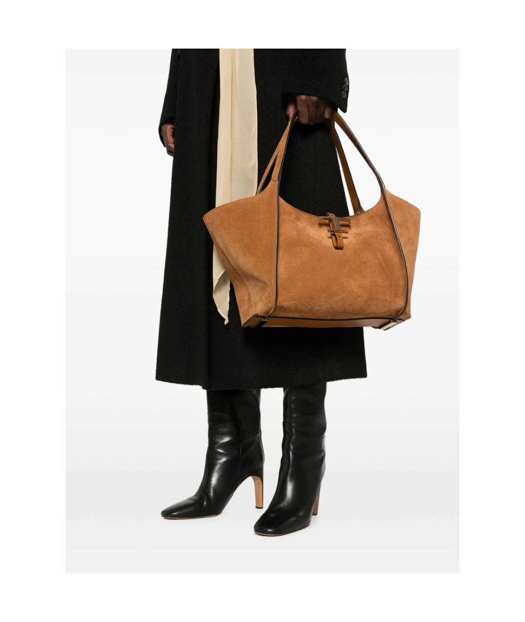 TOD'S Коричневая замшевая сумка тоут, фото 3