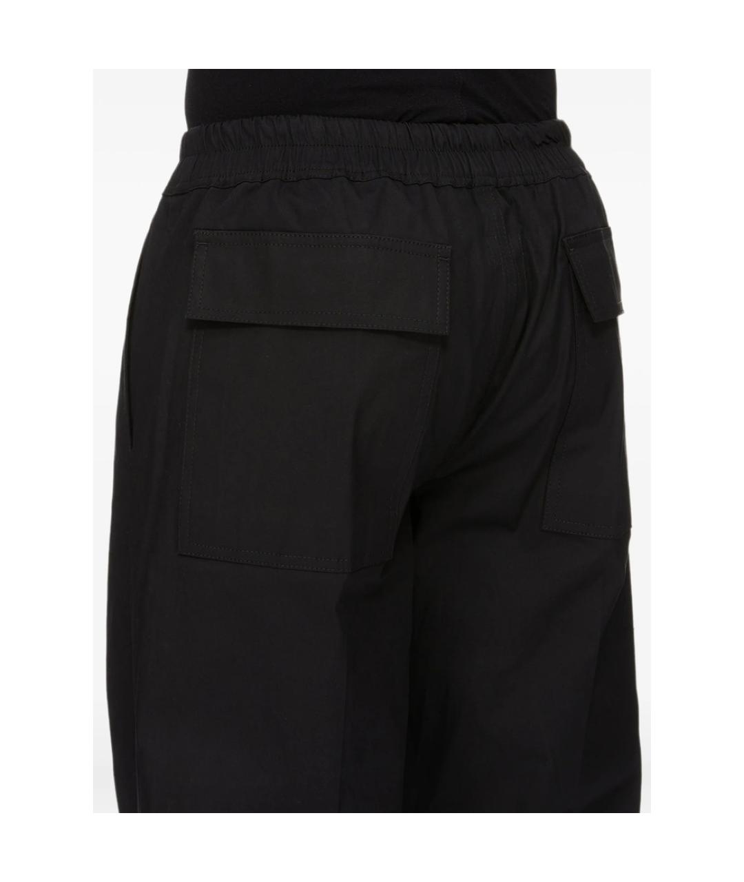 RICK OWENS Черные хлопковые повседневные брюки, фото 5