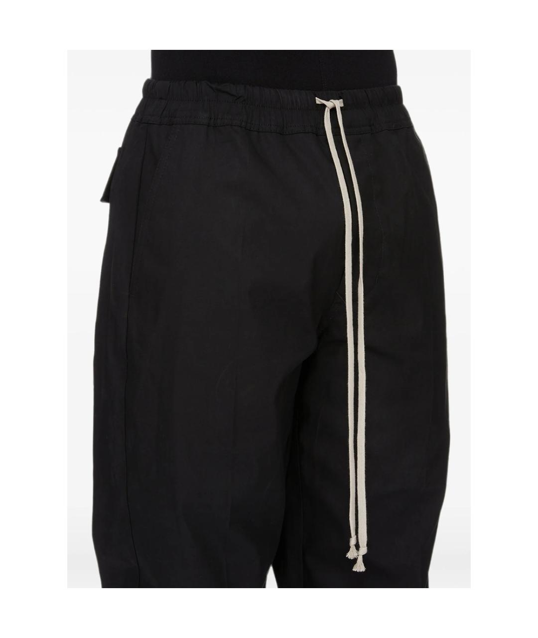 RICK OWENS Черные хлопковые повседневные брюки, фото 4