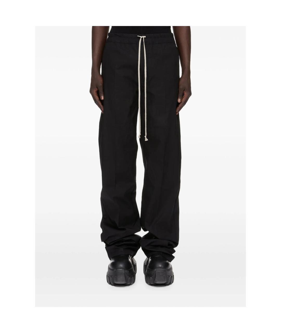 RICK OWENS Черные хлопковые повседневные брюки, фото 7