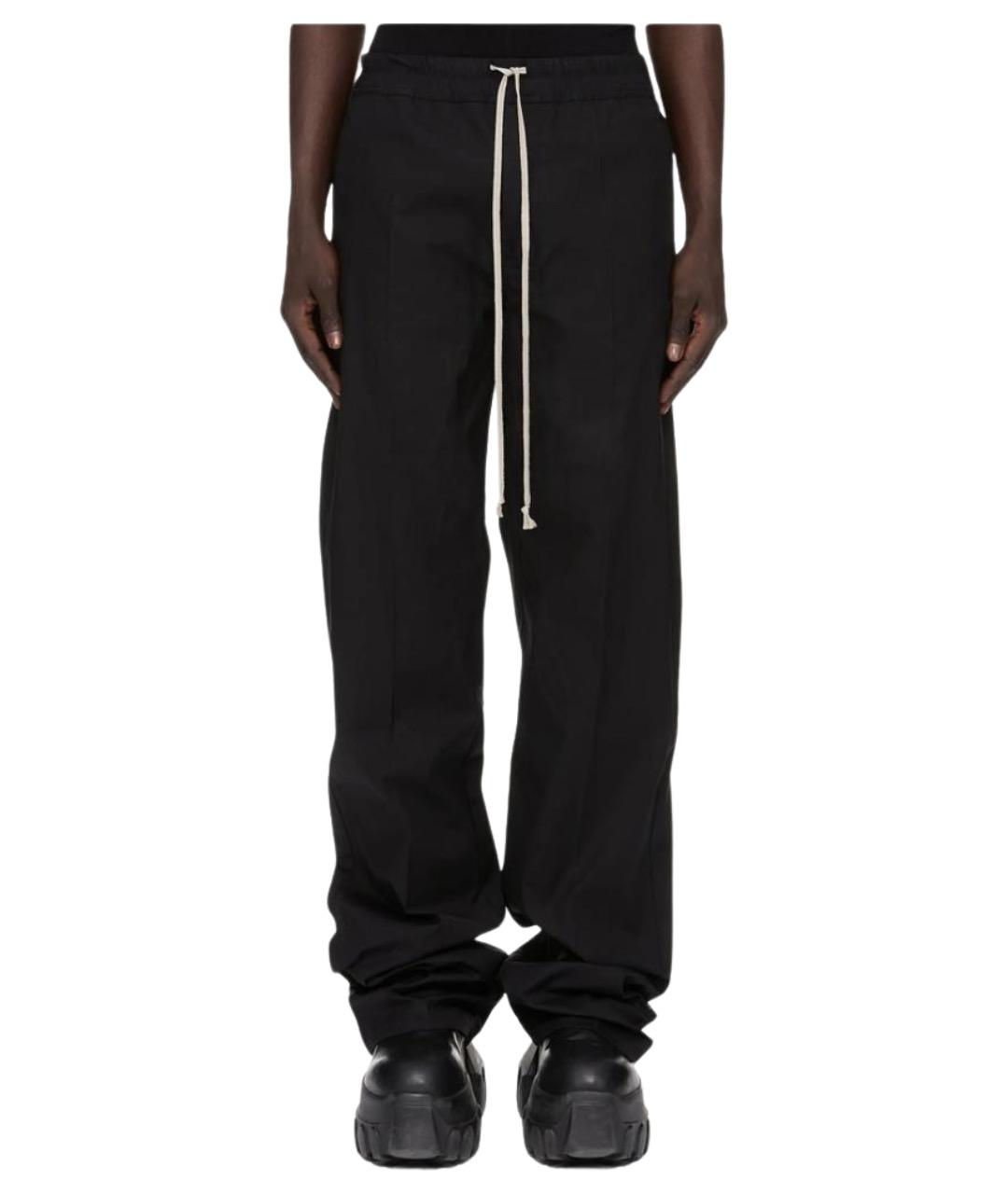RICK OWENS Черные хлопковые повседневные брюки, фото 1