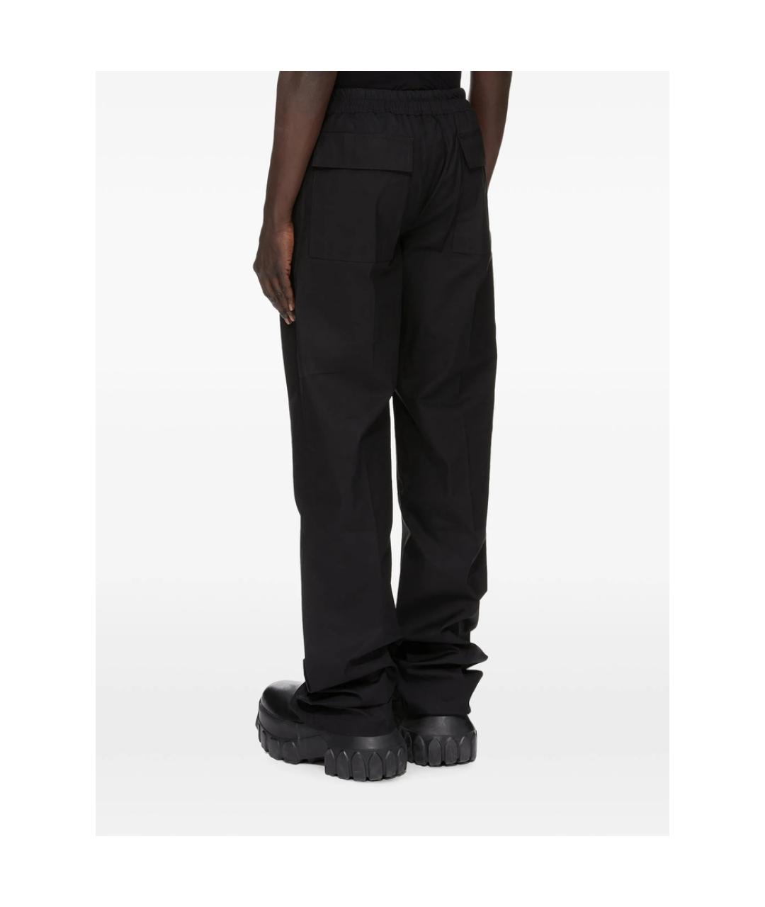 RICK OWENS Черные хлопковые повседневные брюки, фото 2