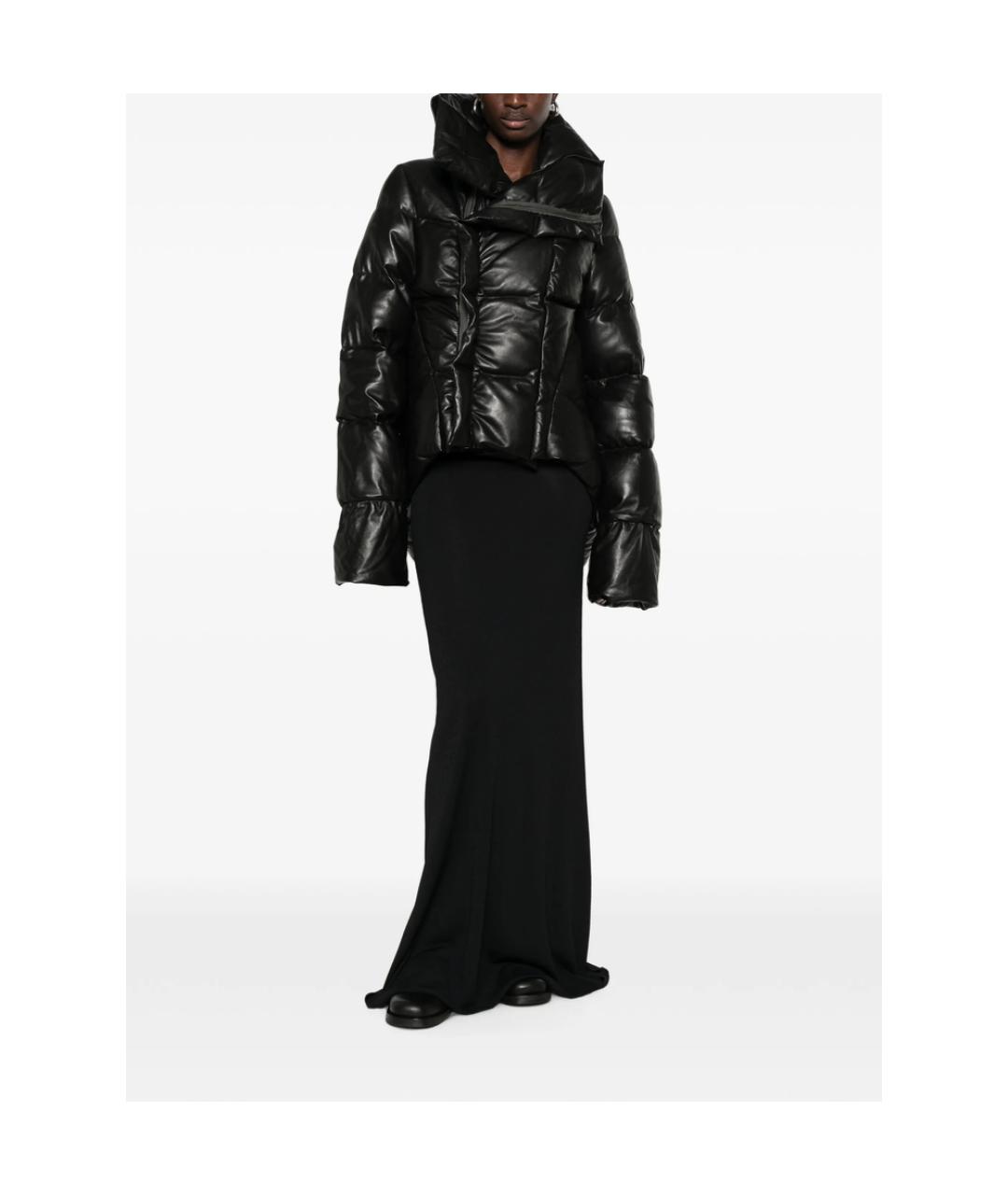 RICK OWENS Черный кожаный пуховик, фото 5