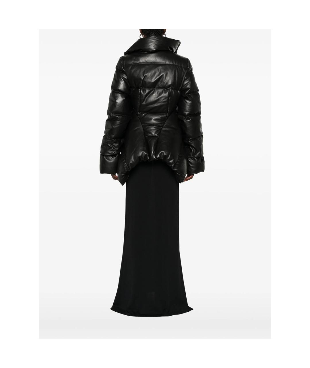 RICK OWENS Черный кожаный пуховик, фото 4