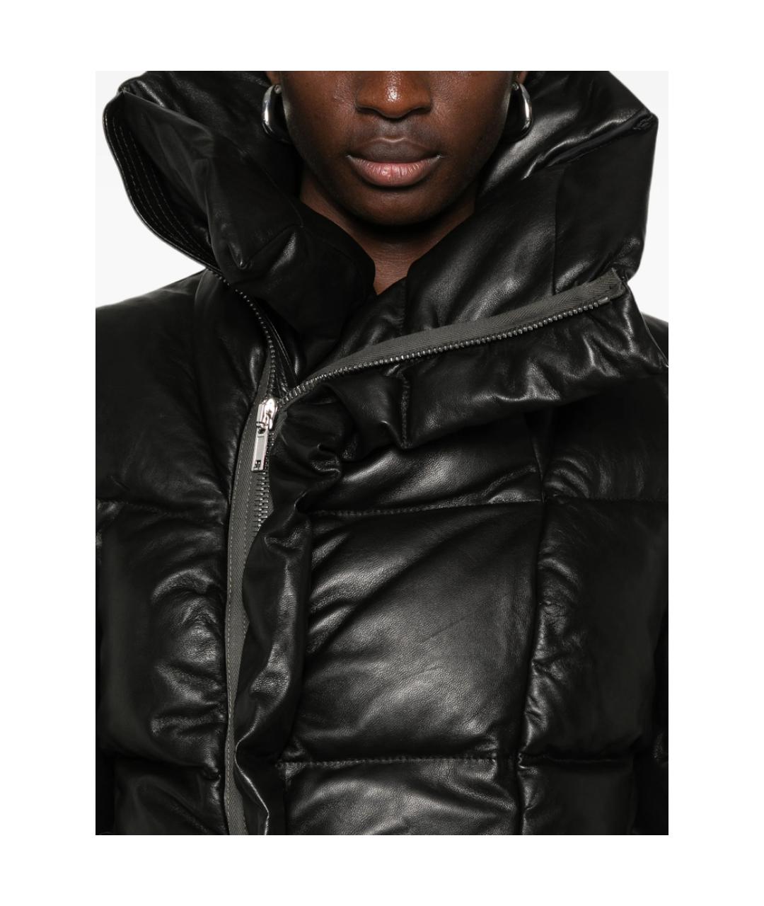 RICK OWENS Черный кожаный пуховик, фото 3