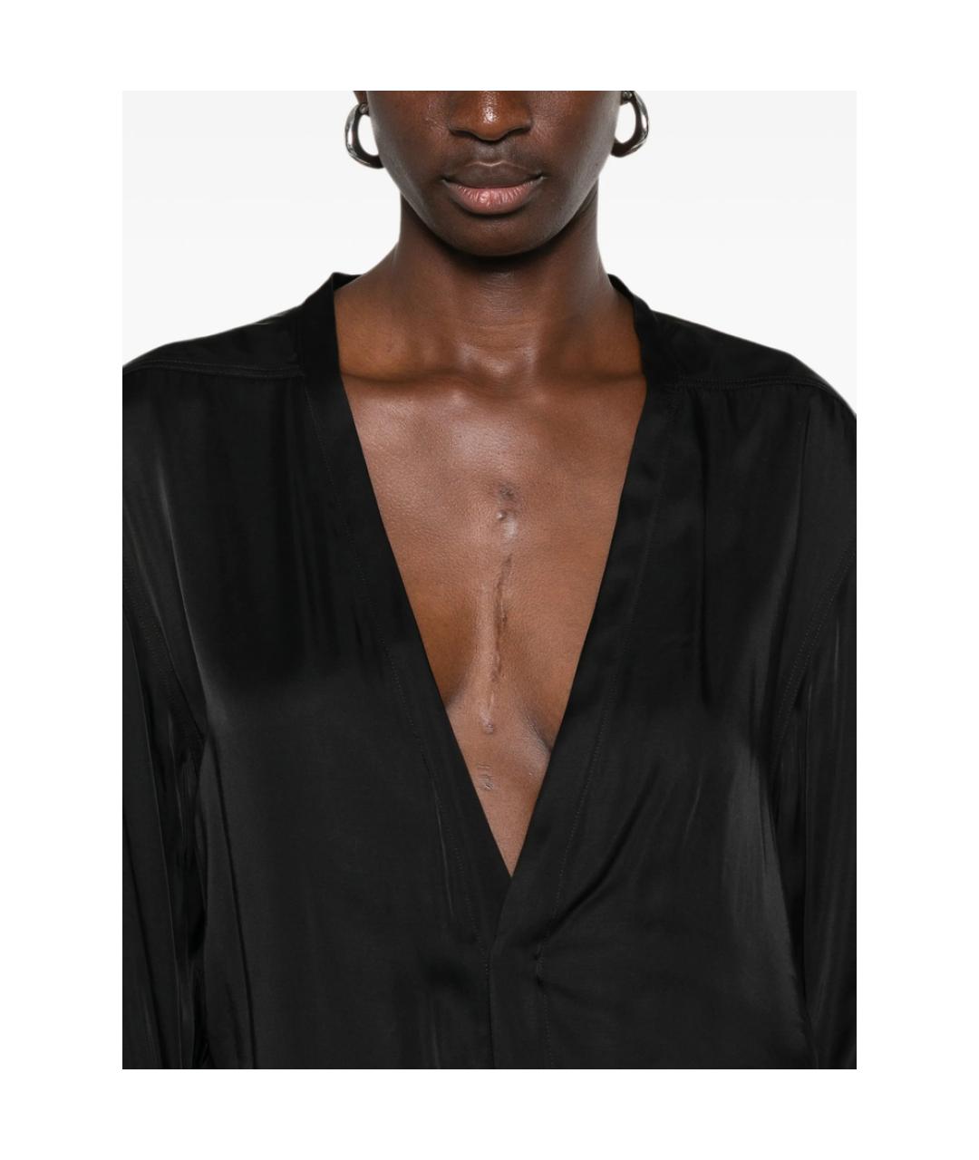 RICK OWENS Черная вискозная рубашка, фото 2