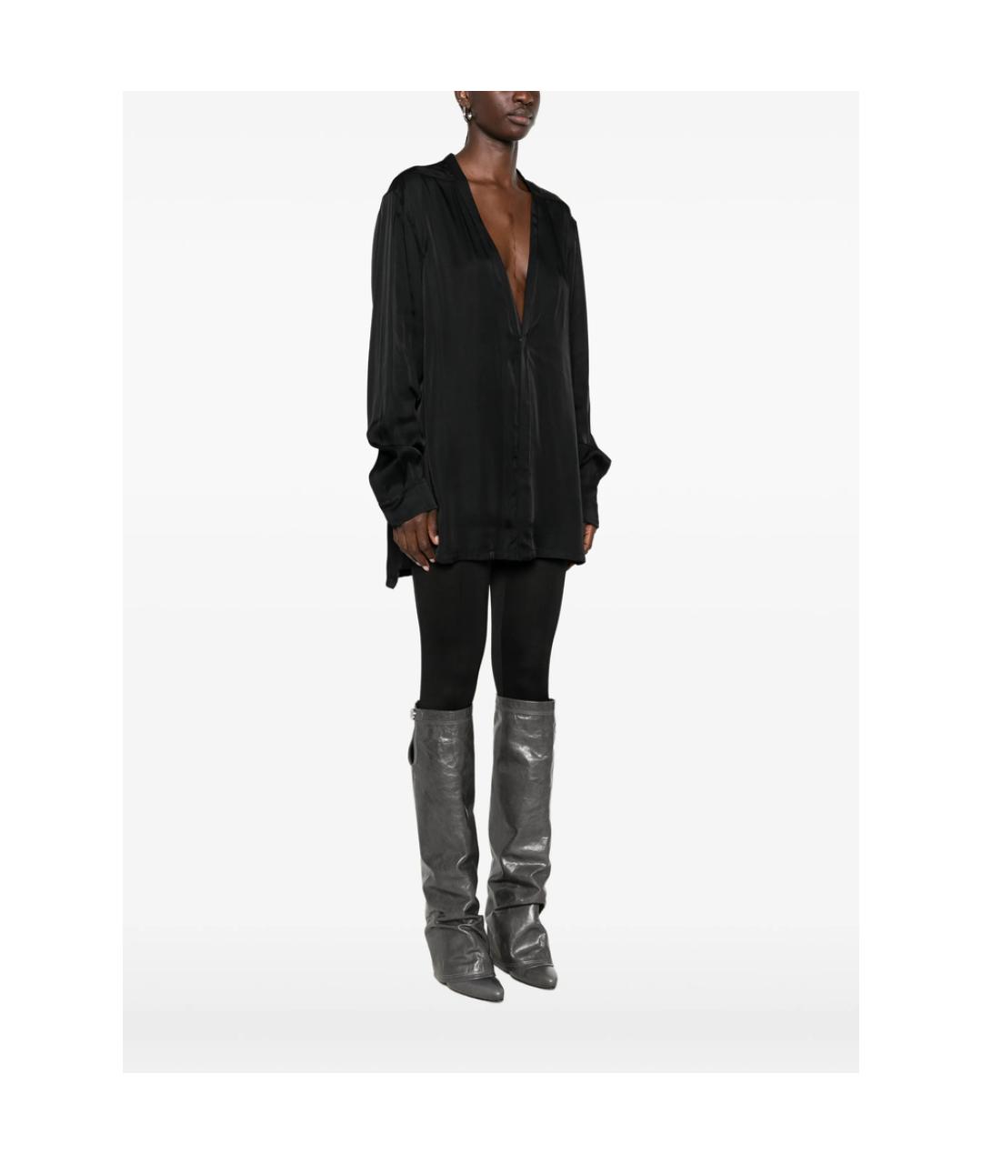 RICK OWENS Черная вискозная рубашка, фото 4