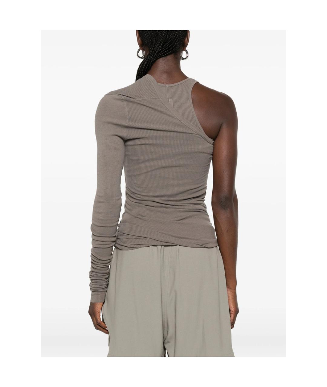 RICK OWENS Серая шелковая футболка, фото 4