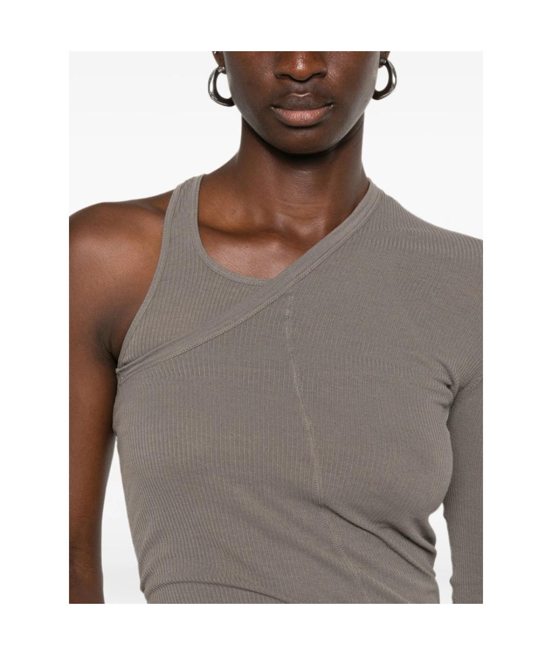 RICK OWENS Серая шелковая футболка, фото 2