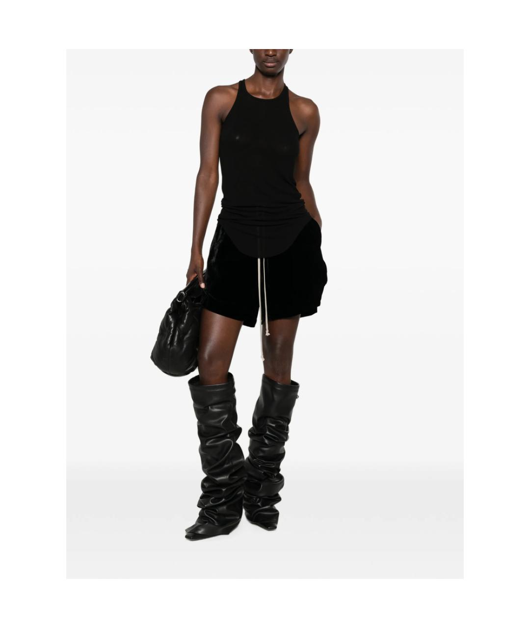 RICK OWENS Черные вискозные шорты, фото 3