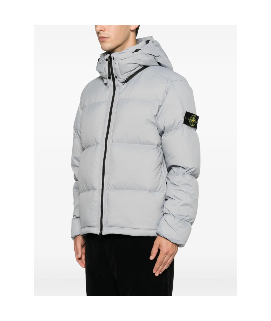 STONE ISLAND Серый полиамидовый пуховик, фото 2